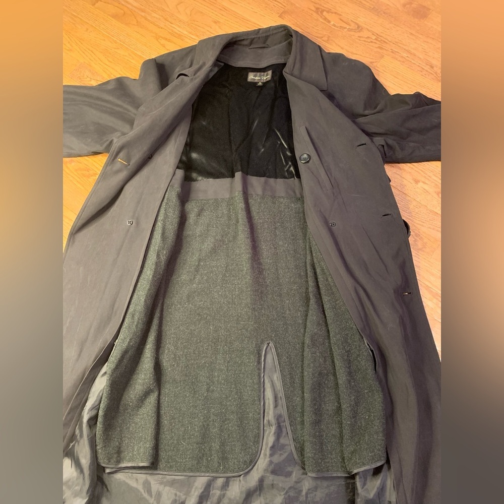 Christian Dumas Vintage Black Double-Breasted Trench Coat | Size 44 Reg - Picture 2 of 9